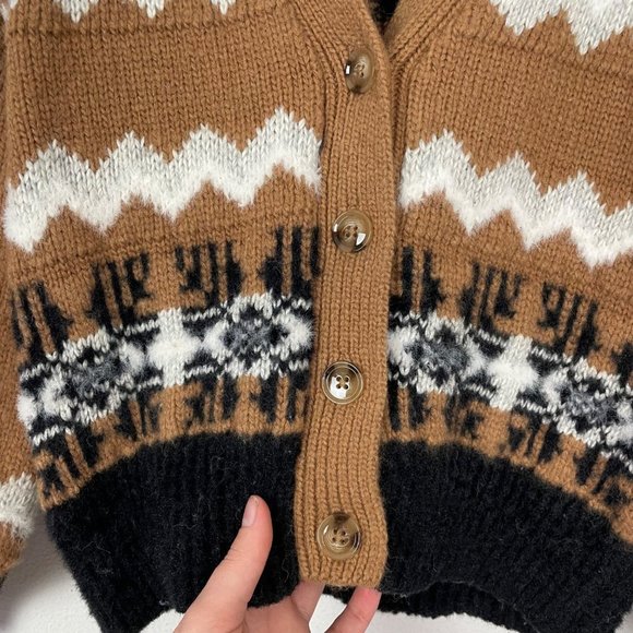 Ann Taylor Woman's‎ Sz XS Brown and Black Fair Isle Boyfriend Cardigan Sweater - Picture 8 of 10